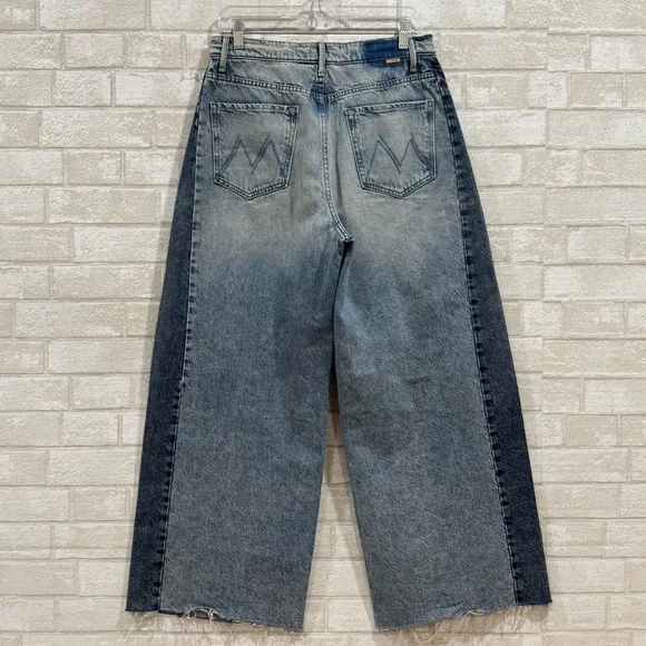 MOTHER PIPE-DREAM BUTTON SNEAK FRAY JEANS IN BLINDED BY THE DARK - SZ - 29